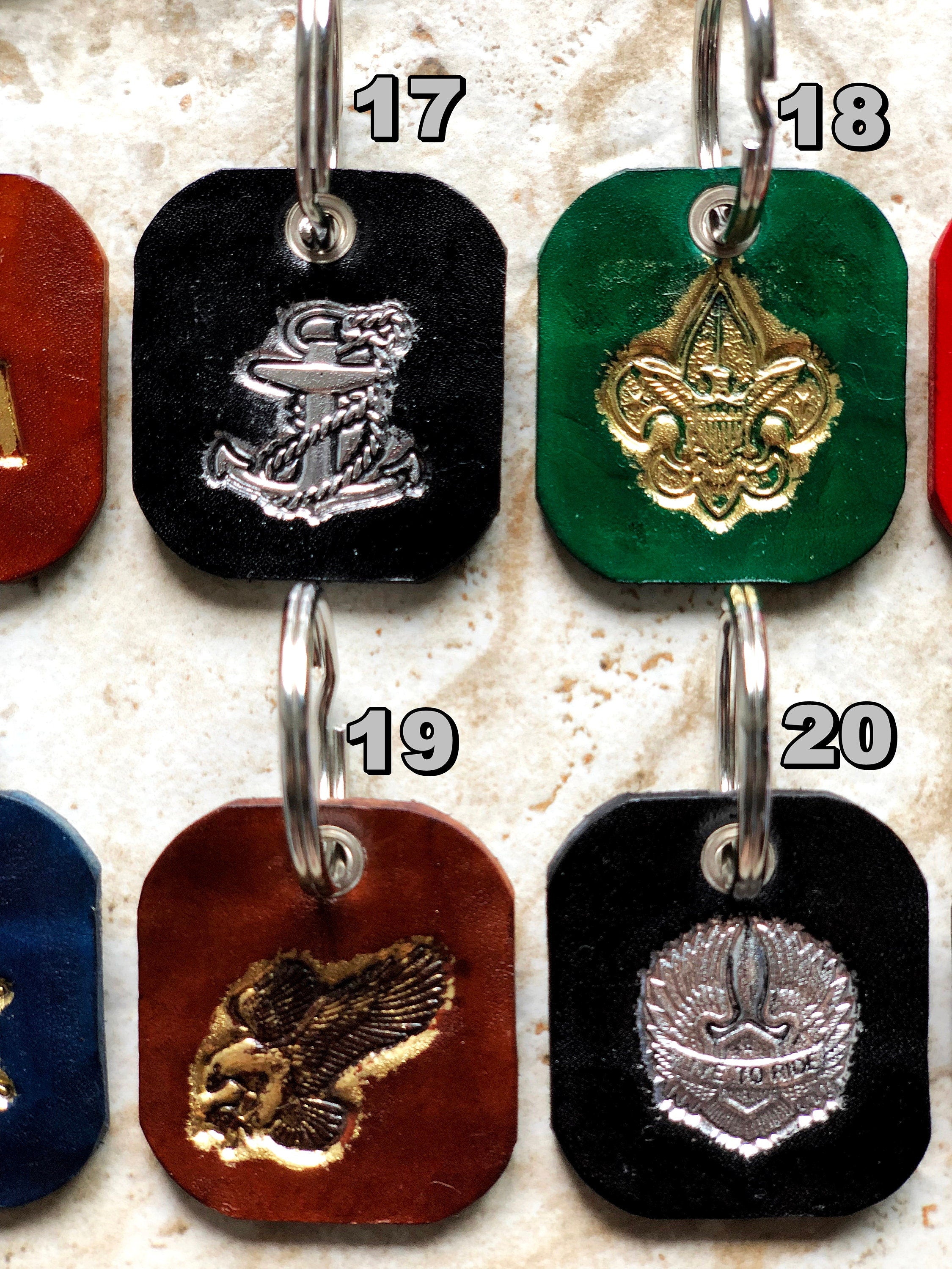 New Accented Leather Key Chains Keychains Keyfob Keyring Keyholder Limited Handmade Real Thick Tooled Embossed Engraved Unforgettable Gift